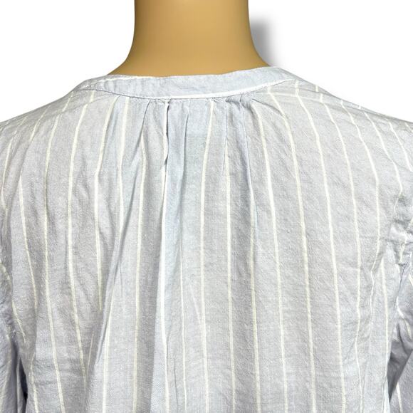 Old Navy Womens Blouse Top Shirt Long Sleeve V Neck Pullover Blue White Stripe M - Picture 4 of 9